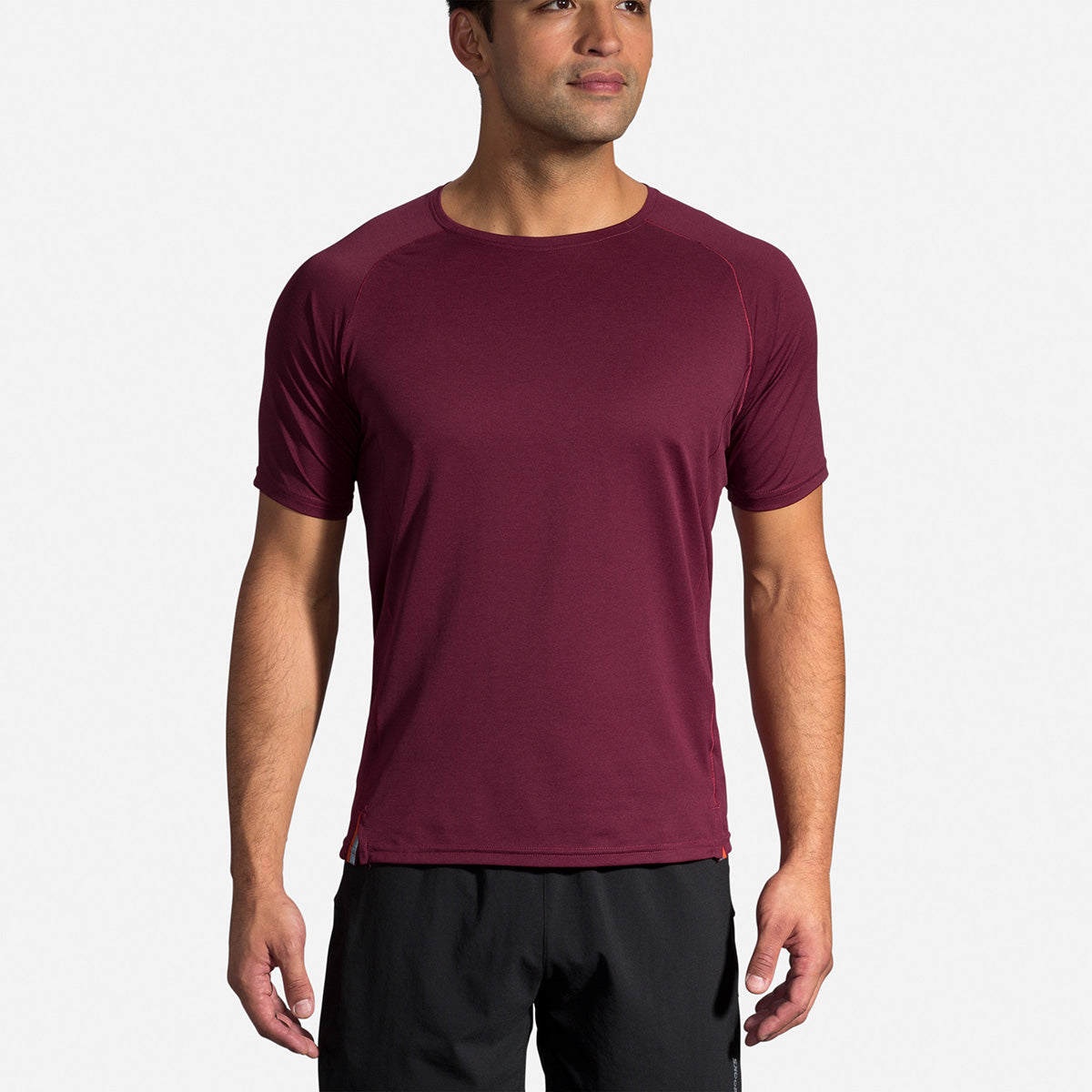 Brooks Ghost Shortsleeve — Heather Merlot — Size Small — Lifestyle View