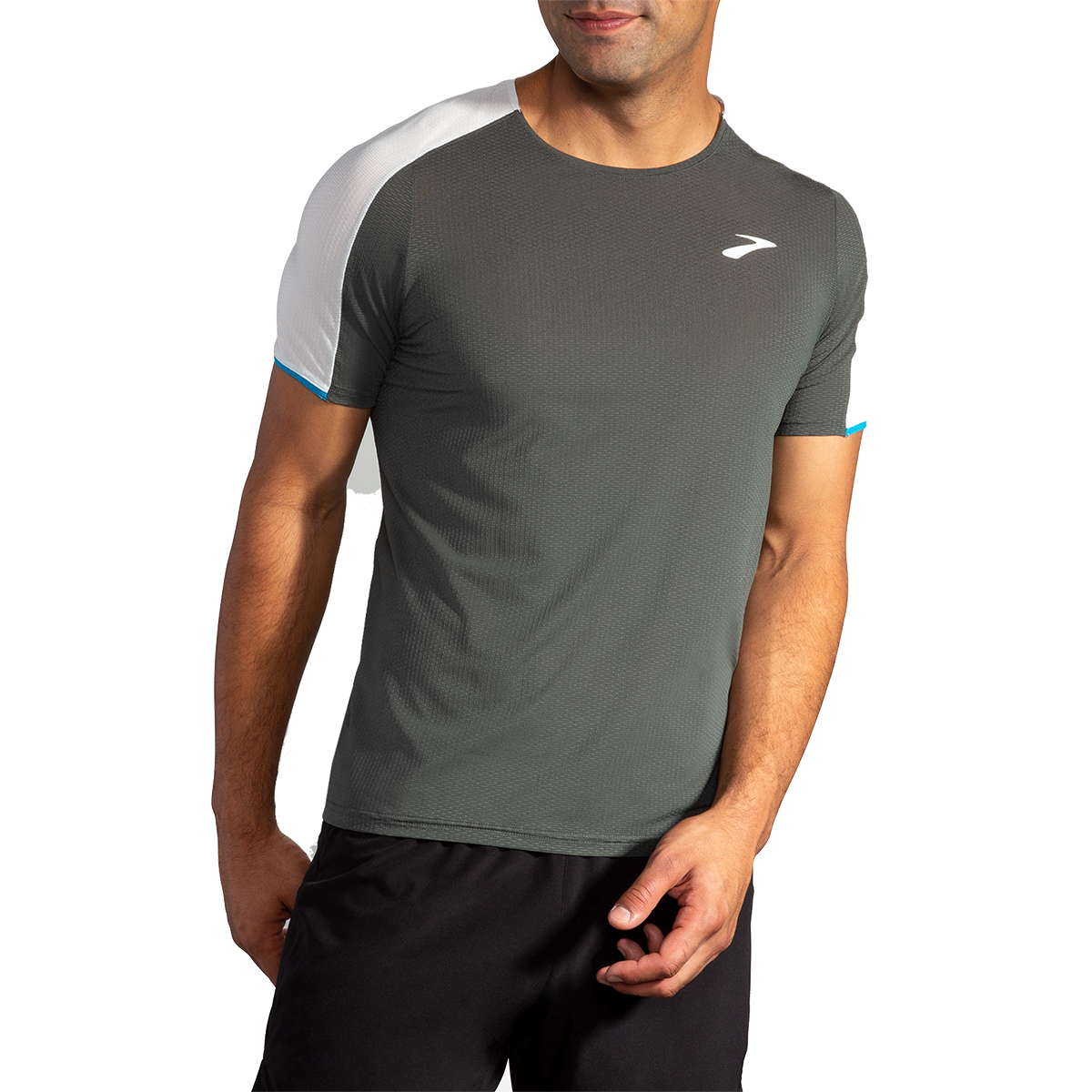 Brooks Atmosphere Shortsleeve — Dark Oyster - Icy Grey — Size 40B — Lifestyle View