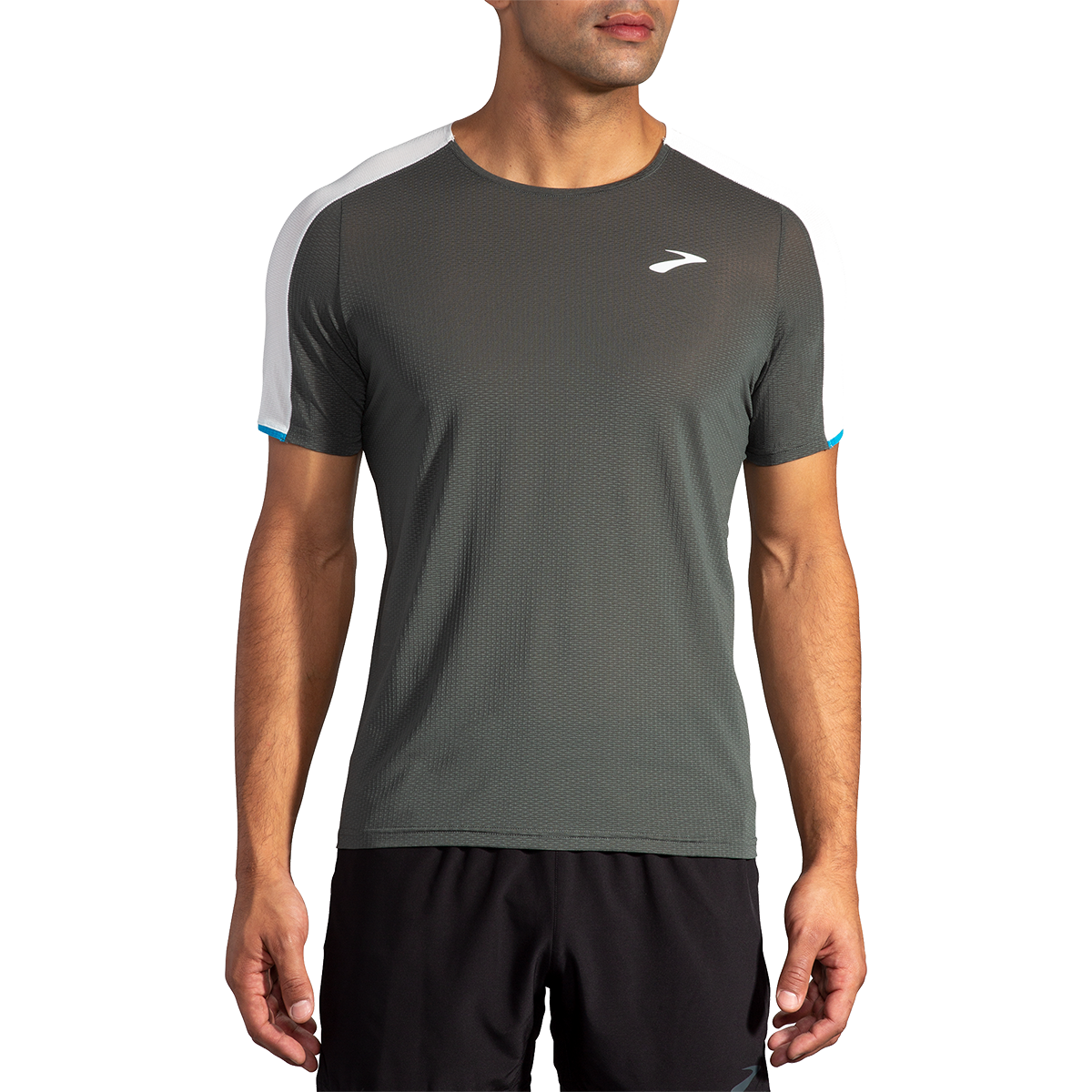 Brooks Atmosphere Shortsleeve — Dark Oyster - Icy Grey — Size 40B — Detail View