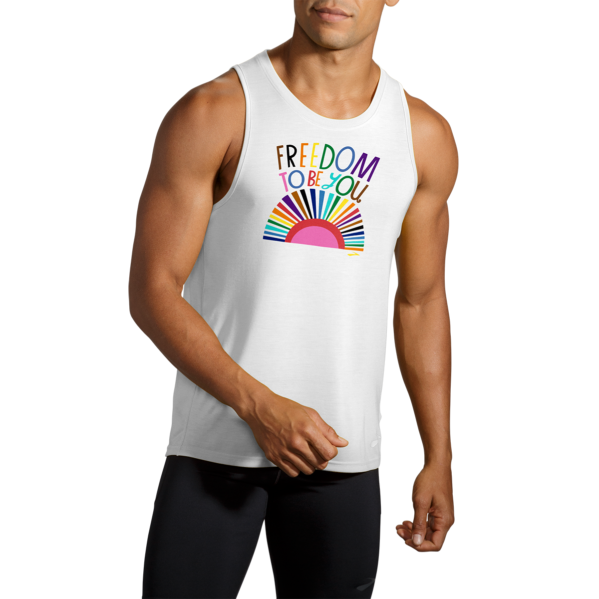 Brooks Distance Graphic Tank — Freedom To Be You — Size Small — Top View