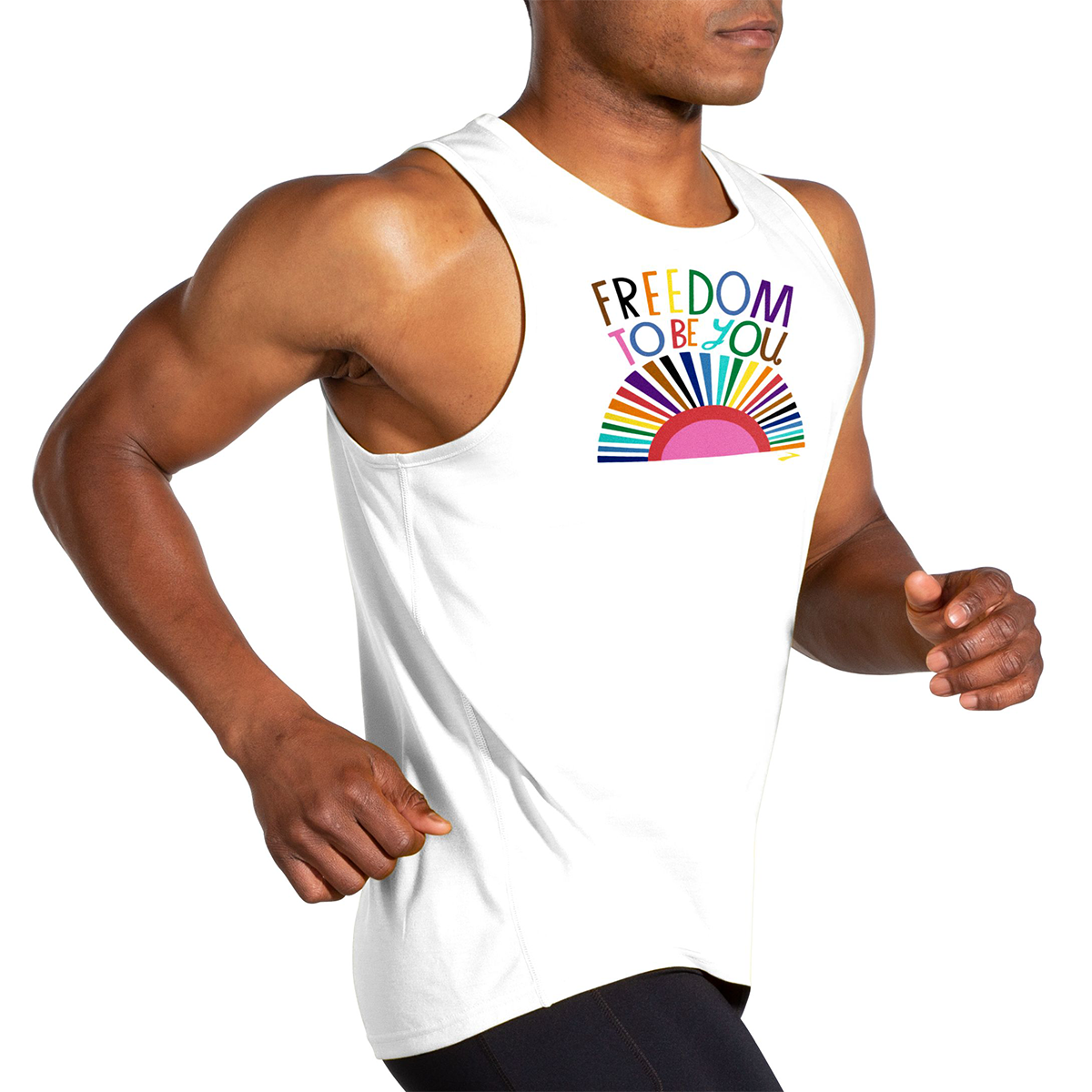 Brooks Distance Graphic Tank — Freedom To Be You — Size Small — Detail View