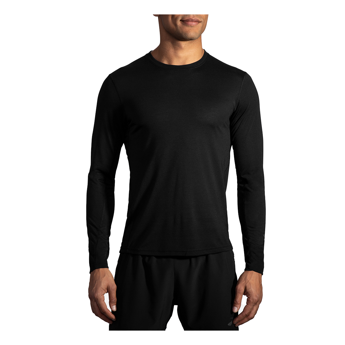 Brooks Distance Longsleeve — Black — Size Small — Front View