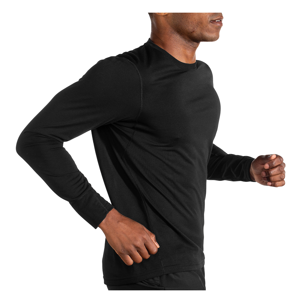 Brooks Distance Longsleeve — Black — Size Small — Side View