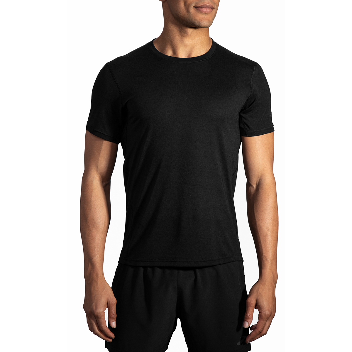 Brooks Distance Shortsleeve — Heather Ash — Size XSmall — Front View