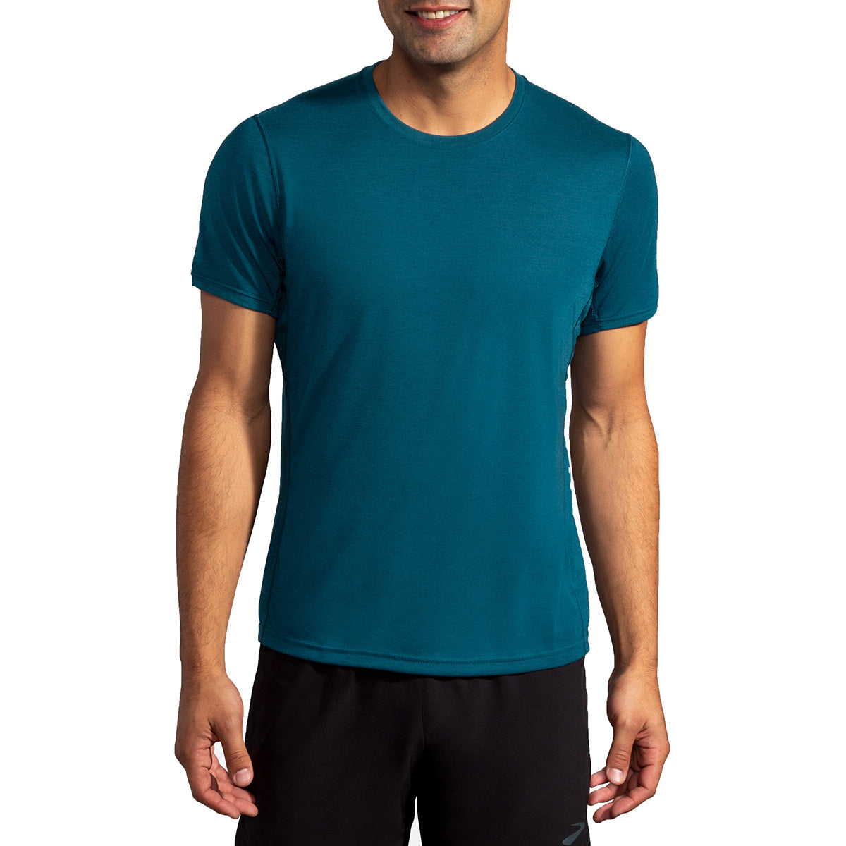 Brooks Distance Shortsleeve — Heather Ash — Size XSmall — Top View