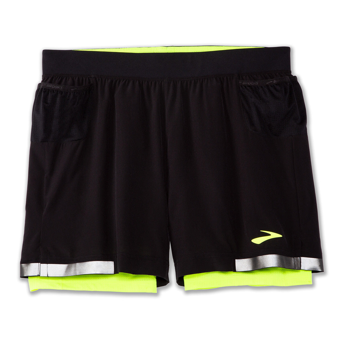 Brooks Carbonite 5" 2-in-1 Short — Black - Nightlife — Size Small — Top View
