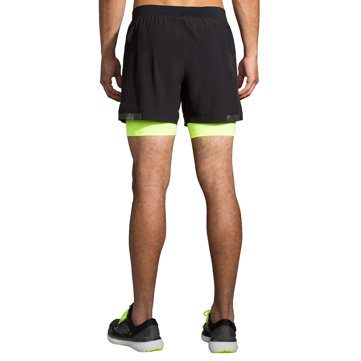 Brooks Carbonite 5" 2-in-1 Short — Black - Nightlife — Size Small — Back View