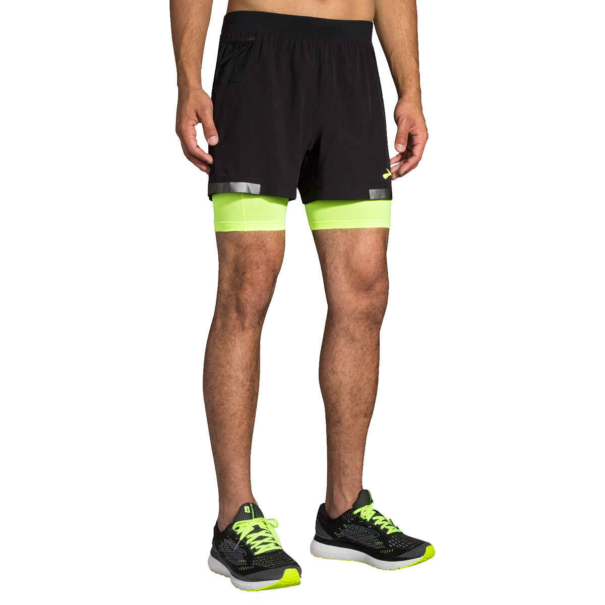 Brooks Carbonite 5" 2-in-1 Short — Black - Nightlife — Size Small — Front View