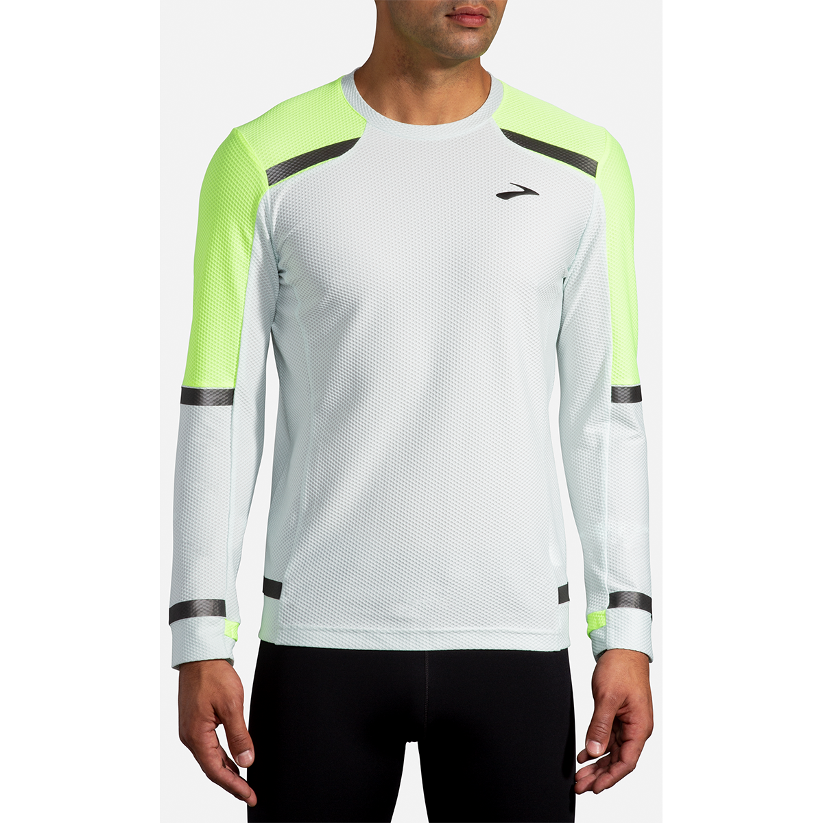 Brooks Carbonite Longsleeve — Icy Grey - Nightlife — Size Medium — Front View