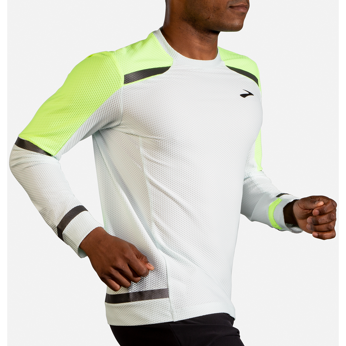 Brooks Carbonite Longsleeve — Icy Grey - Nightlife — Size Medium — Side View
