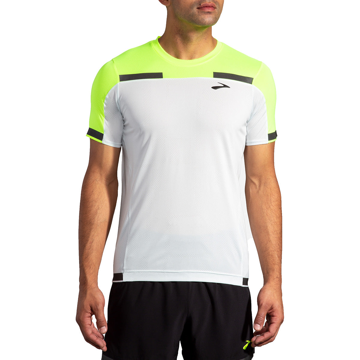 Brooks Carbonite Shortsleeve — Icy Grey - Nightlife Jacquard — Size Small — Front View