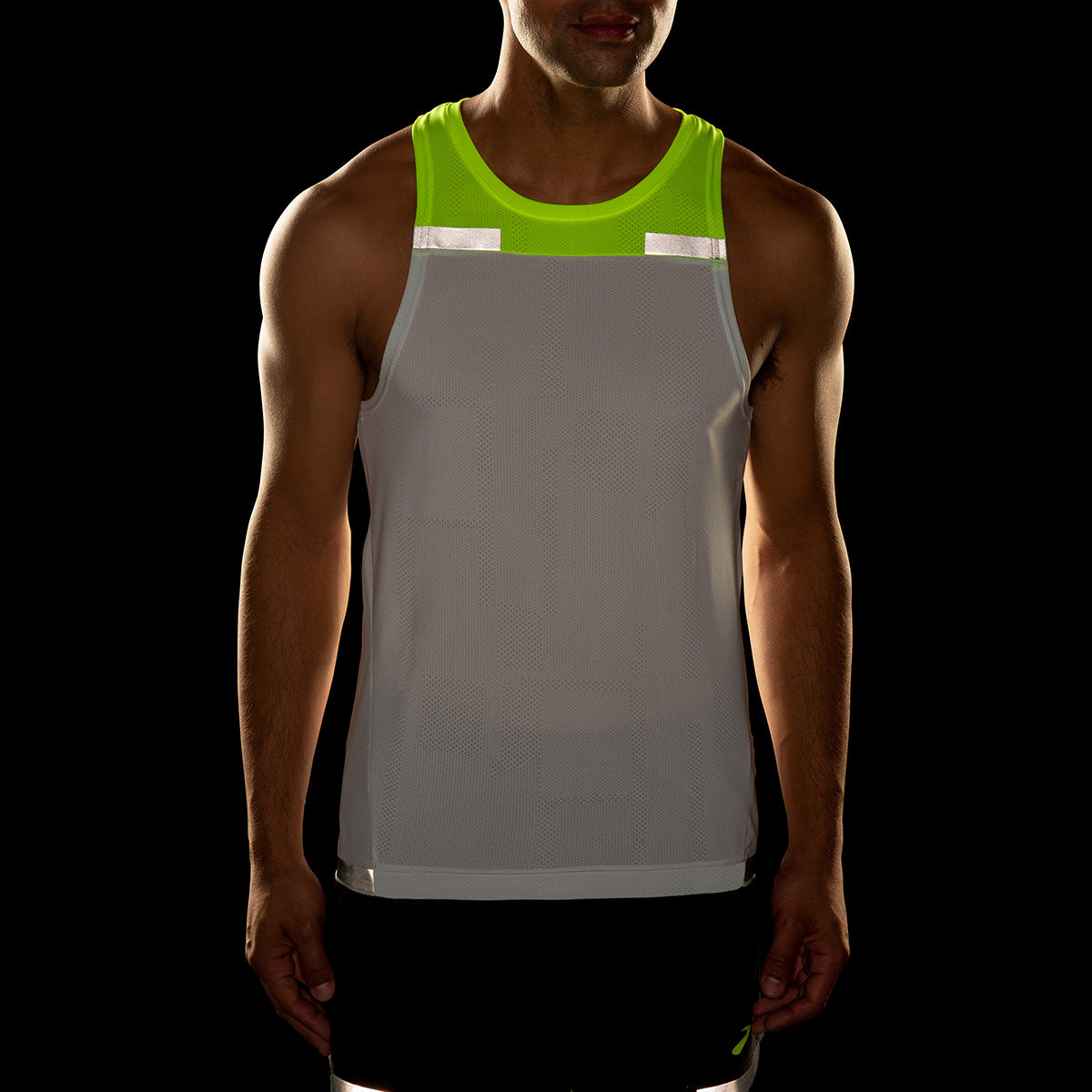 Brooks Carbonite Tank — Icy Grey - Nightlife Jacquard — Size Small — Side View