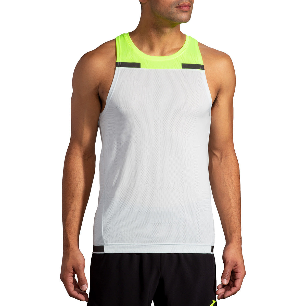 Brooks Carbonite Tank — Icy Grey - Nightlife Jacquard — Size Small — Front View