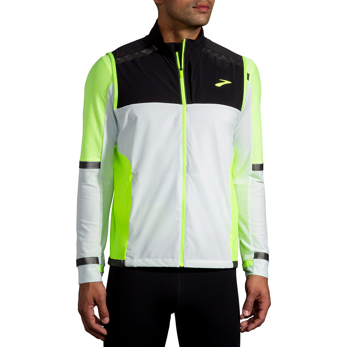 Brooks Carbonite Vest — Icy Grey - Black - Nightlife — Size Small — Front View