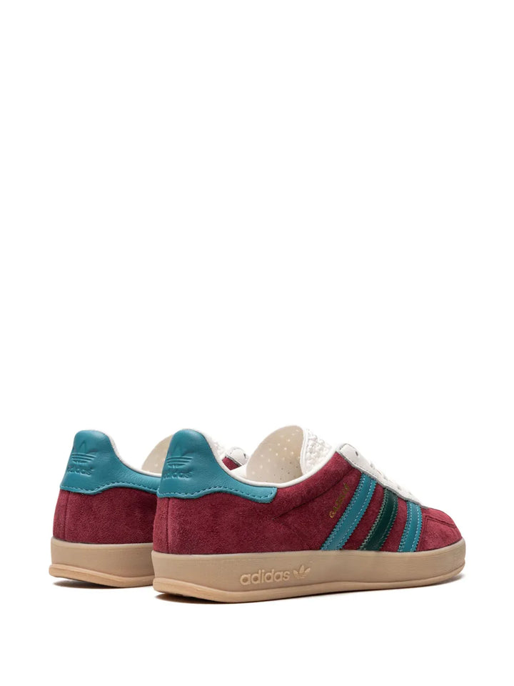 adidas Gazelle Indoor Collegiate Burgundy Sneakers — Burgundy/Aqua Green — Size US M 3.5 - US W 5 — Back View