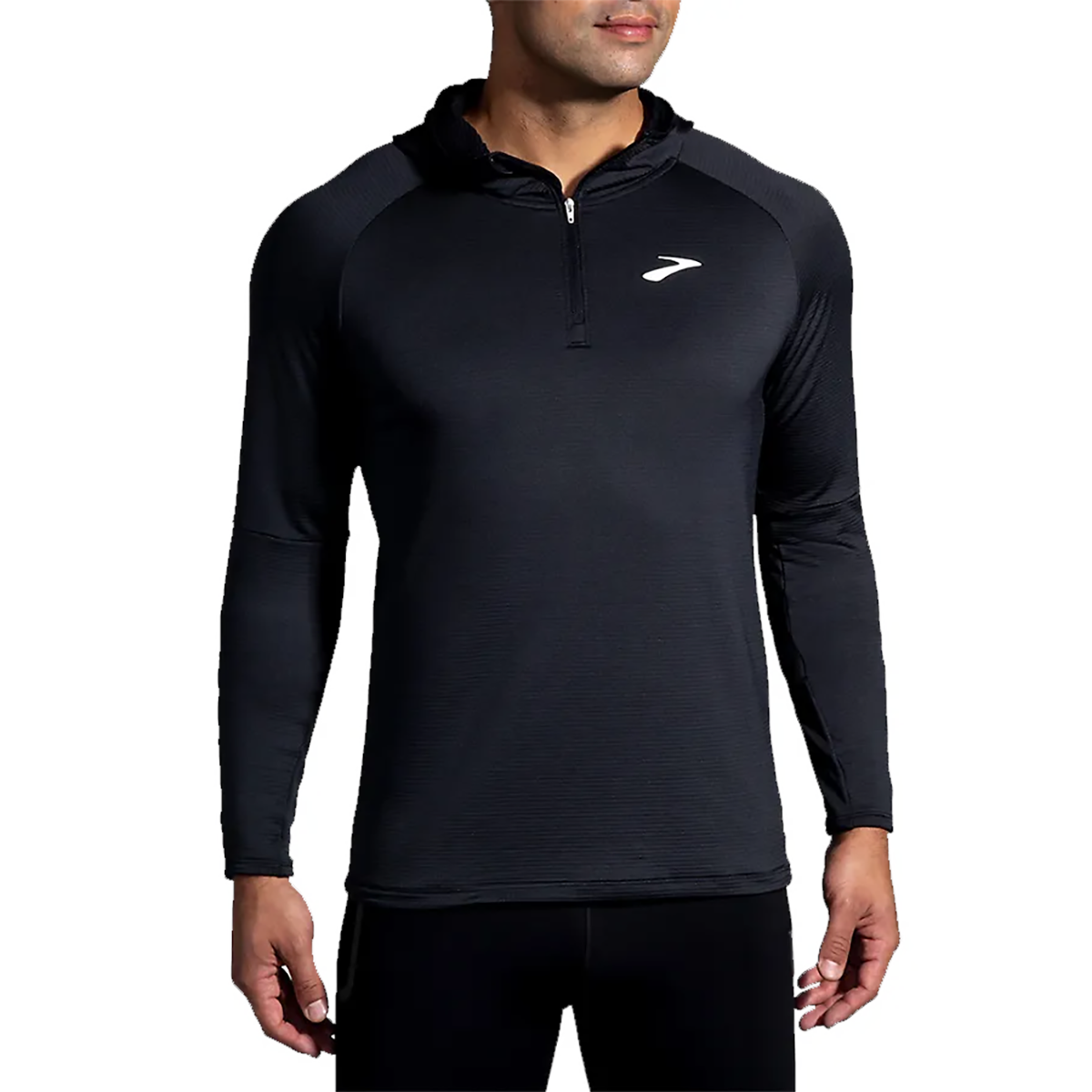 Brooks Notch Thermal Hoodie 2.0 — Black — Size Small — Front View