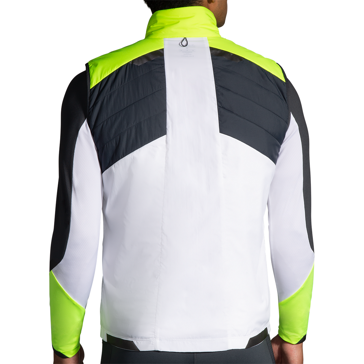 Brooks Run Visible Insulated Vest — White - Asphalt - Nightlife — Size Small — Back View