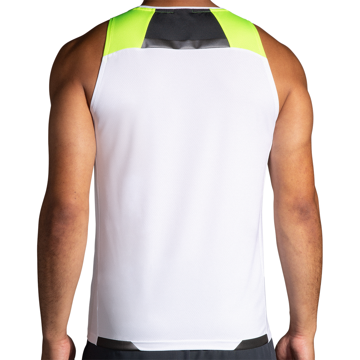 Brooks Run Visible Tank — White - Asphalt - Nightlife — Size Small — Back View