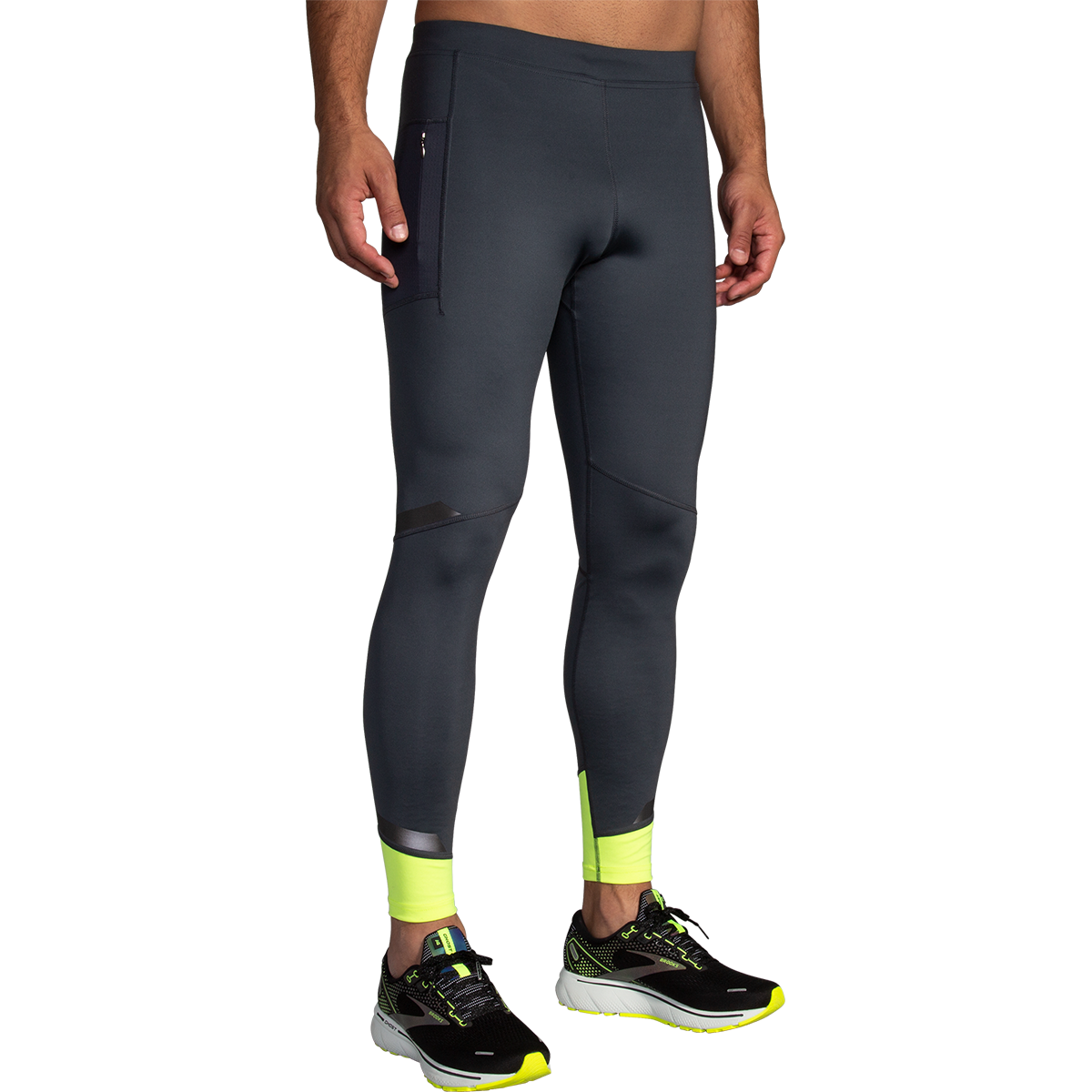 Brooks Run Visible Tight — Asphalt - Nightlife — Size Small — Front View