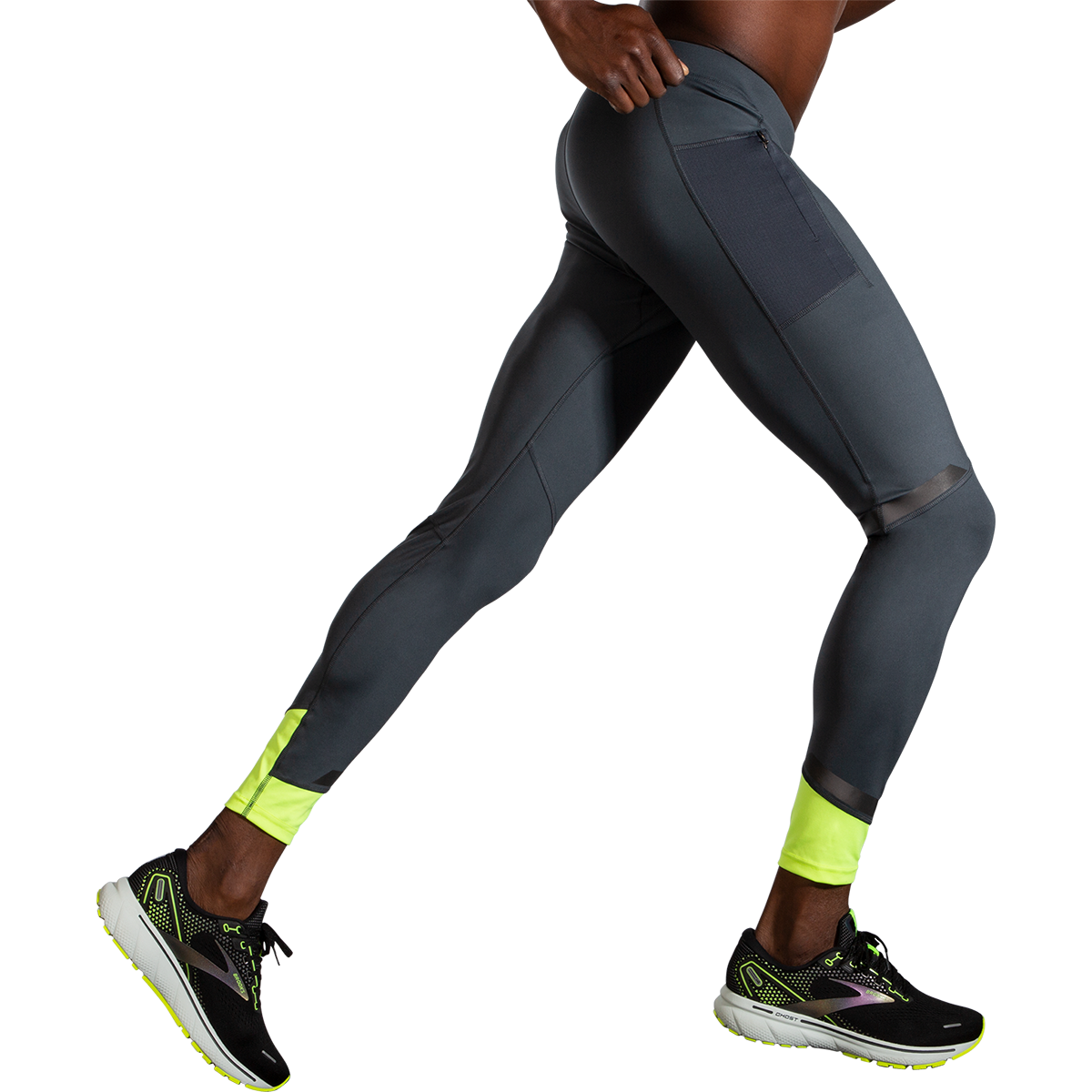Brooks Run Visible Tight — Asphalt - Nightlife — Size Small — Side View