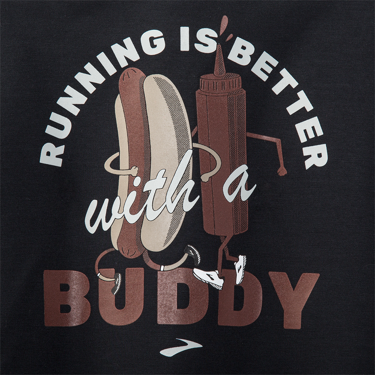 Brooks Distance Graphic Shortsleeve — Heather Ash - Run Happy Arch — Size Small — Lifestyle View