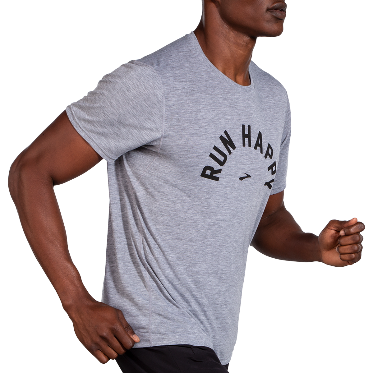 Brooks Distance Graphic Shortsleeve — Heather Ash - Run Happy Arch — Size Small — Alternate View 8