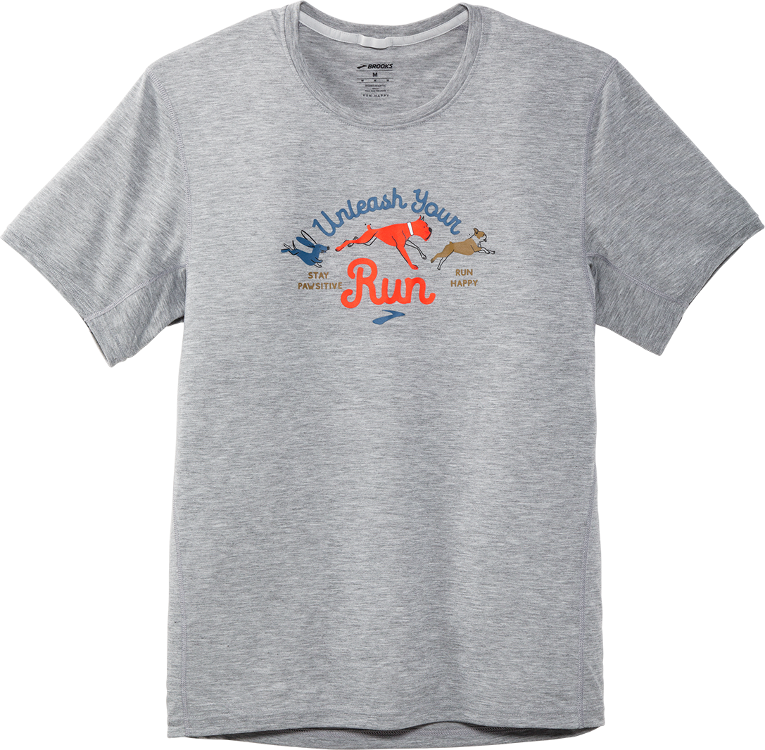 Brooks Dog Days Shortsleeve — Heather Ash — Size Large — Top View