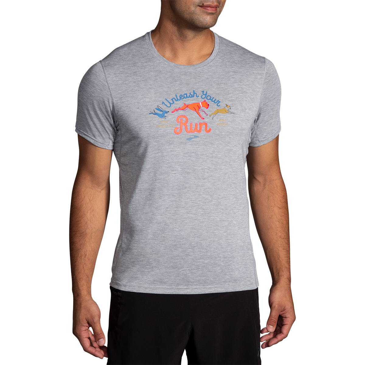 Brooks Dog Days Shortsleeve — Heather Ash — Size Large — Front View