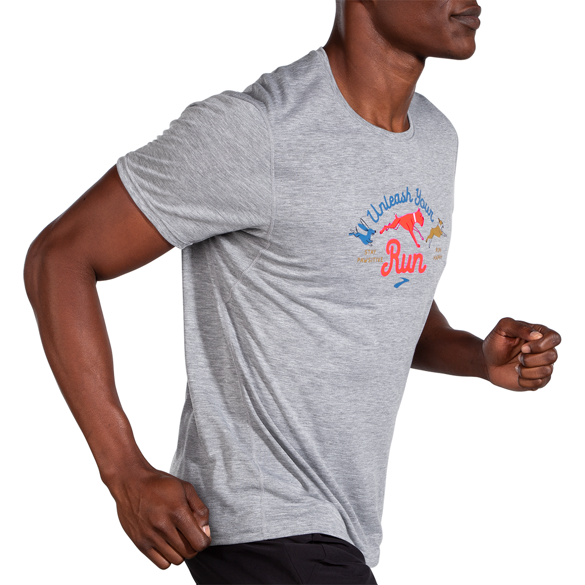 Brooks Dog Days Shortsleeve — Heather Ash — Size Large — Side View
