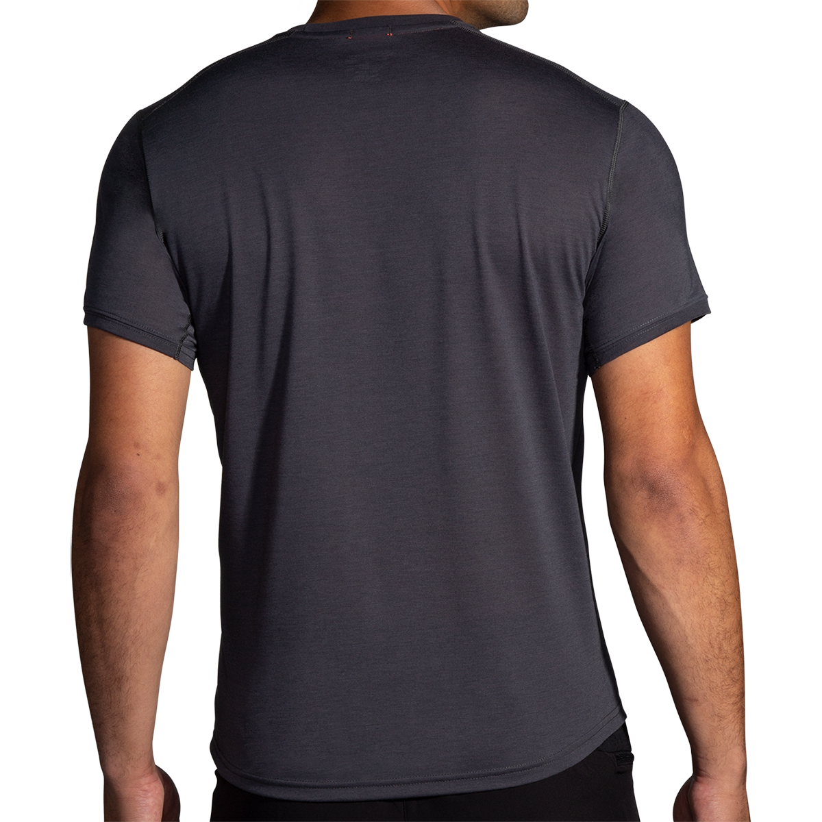 Brooks Run Hoppy Shortsleeve — Asphalt — Size Large — Back View