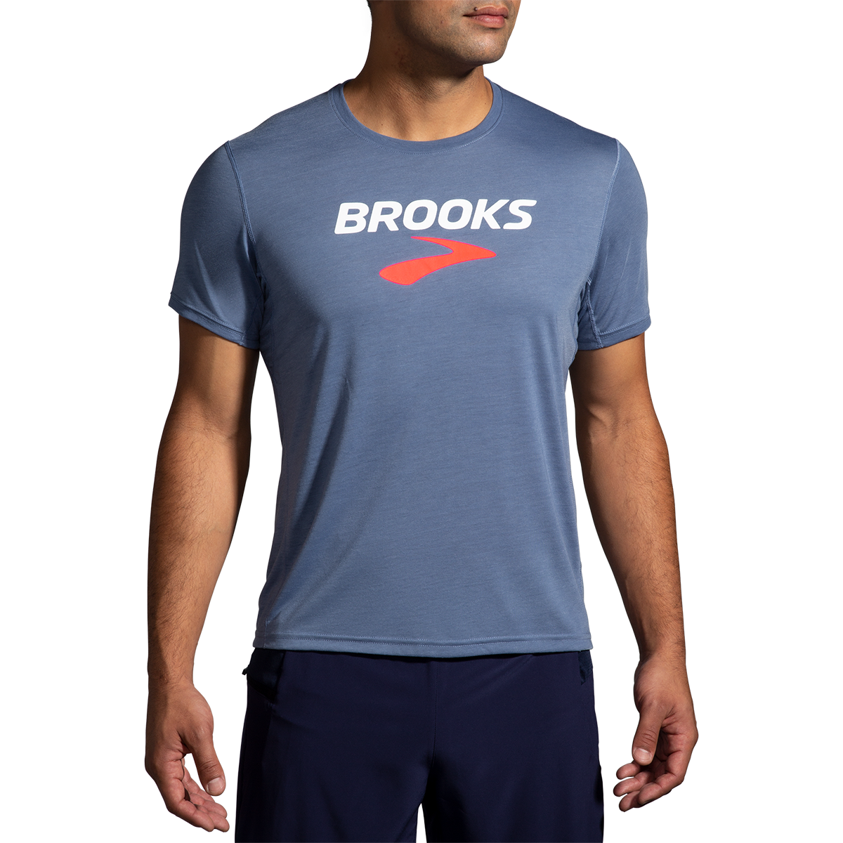 Brooks Distance Graphic Shortsleeve — Heather Ash - Run Happy Arch — Size Small — Alternate View 11