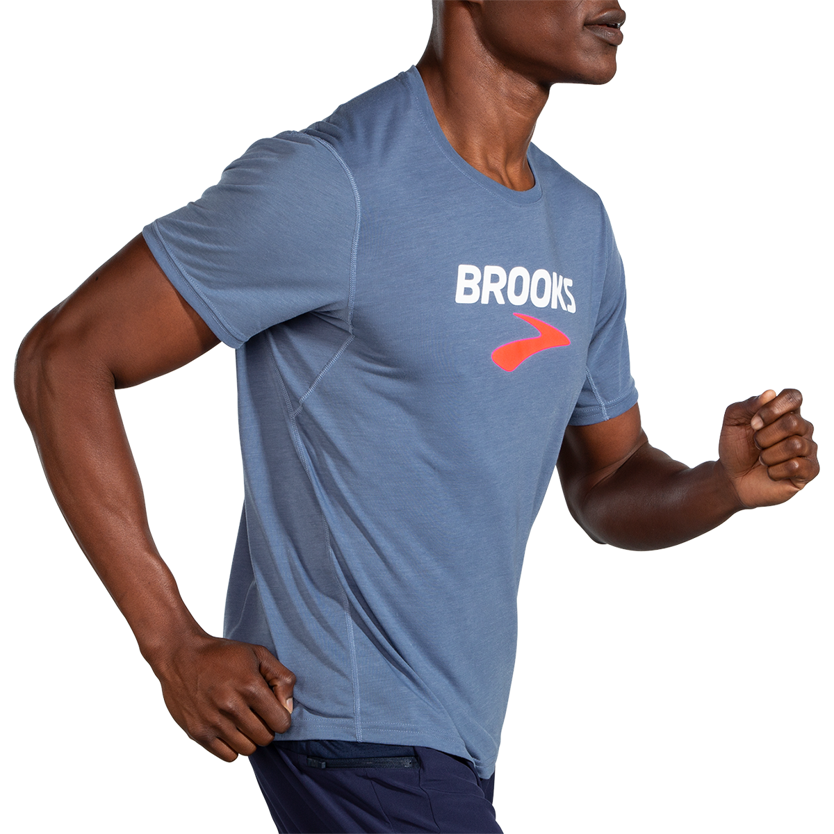 Brooks Distance Graphic Shortsleeve — Heather Ash - Run Happy Arch — Size Small — Alternate View 12