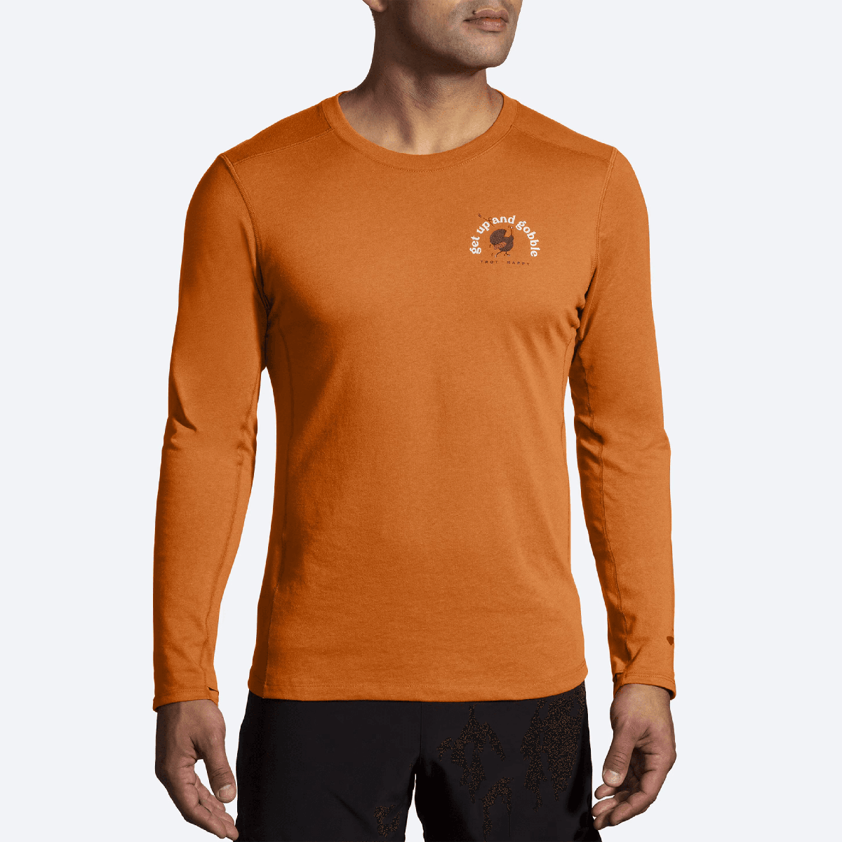 Brooks Distance 2.0 Longsleeve — Paprika - Trot Happy 23 — Size Small — Top View