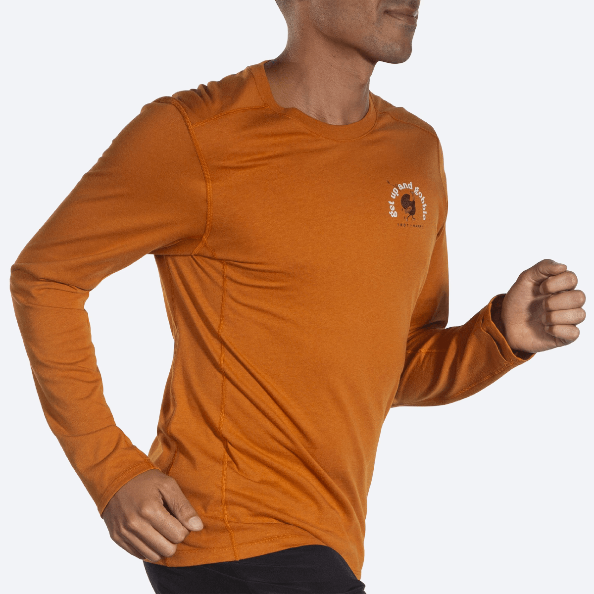 Brooks Distance 2.0 Longsleeve — Paprika - Trot Happy 23 — Size Small — Detail View