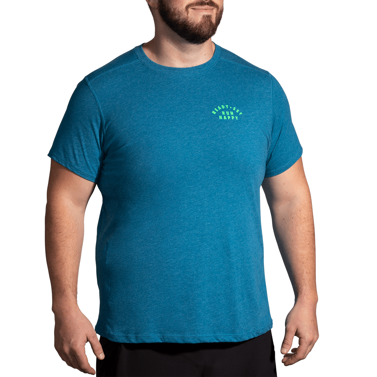 Brooks Distance 2.0 Shortsleeve — Heather Navy - BR Track Stripe — Size Small — Alternate View 15
