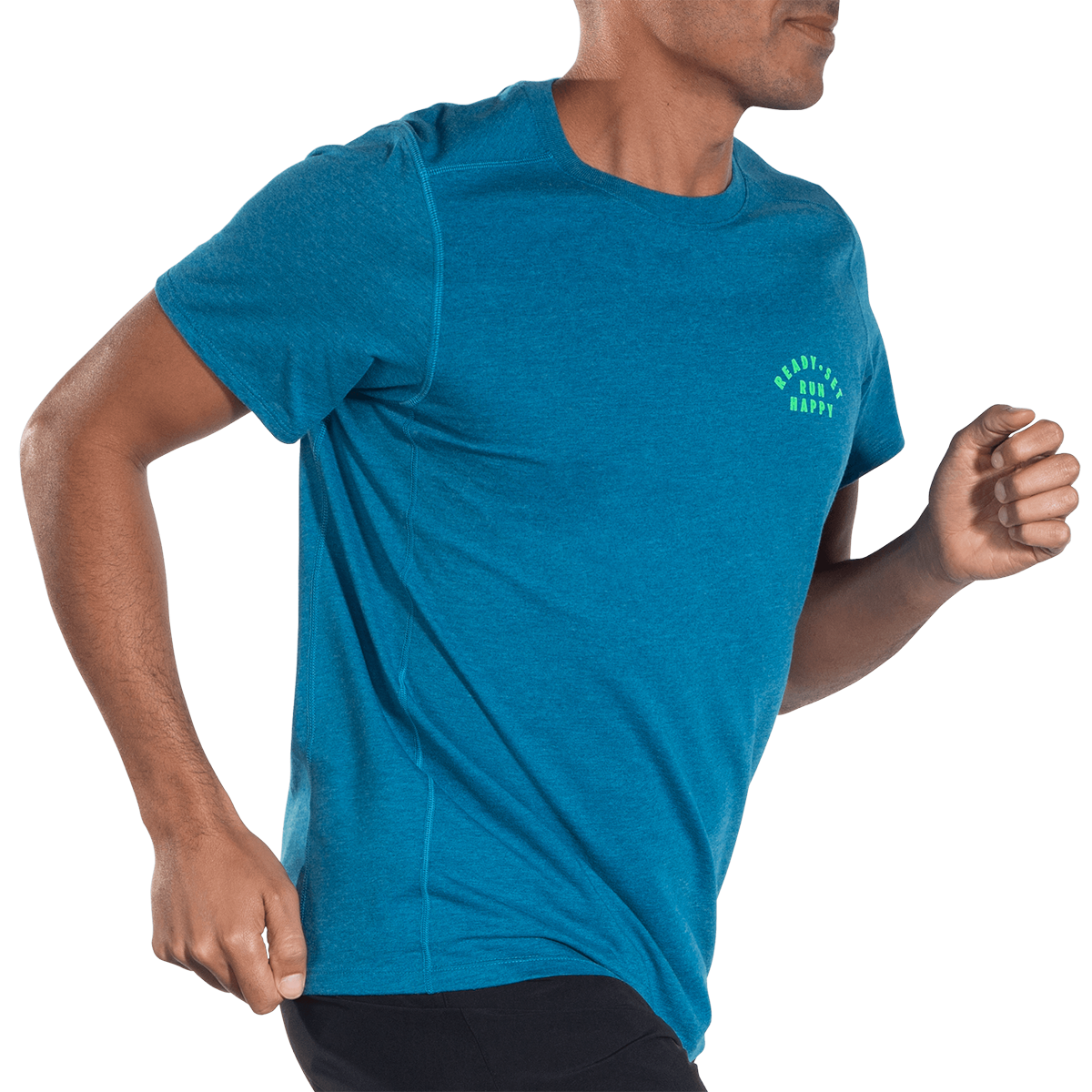 Brooks Distance 2.0 Shortsleeve — Heather Navy - BR Track Stripe — Size Small — Alternate View 16