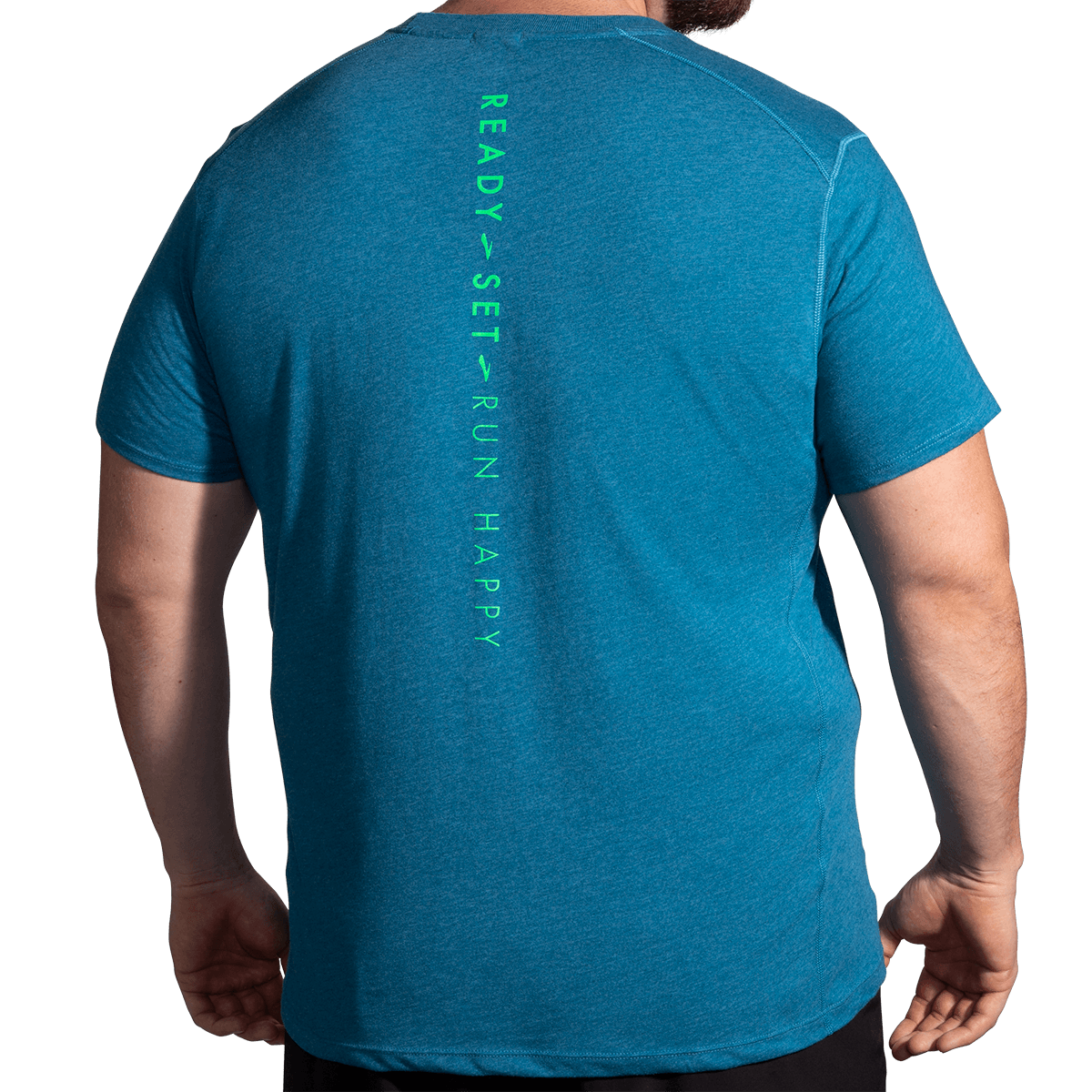 Brooks Distance 2.0 Shortsleeve — Heather Navy - BR Track Stripe — Size Small — Alternate View 17