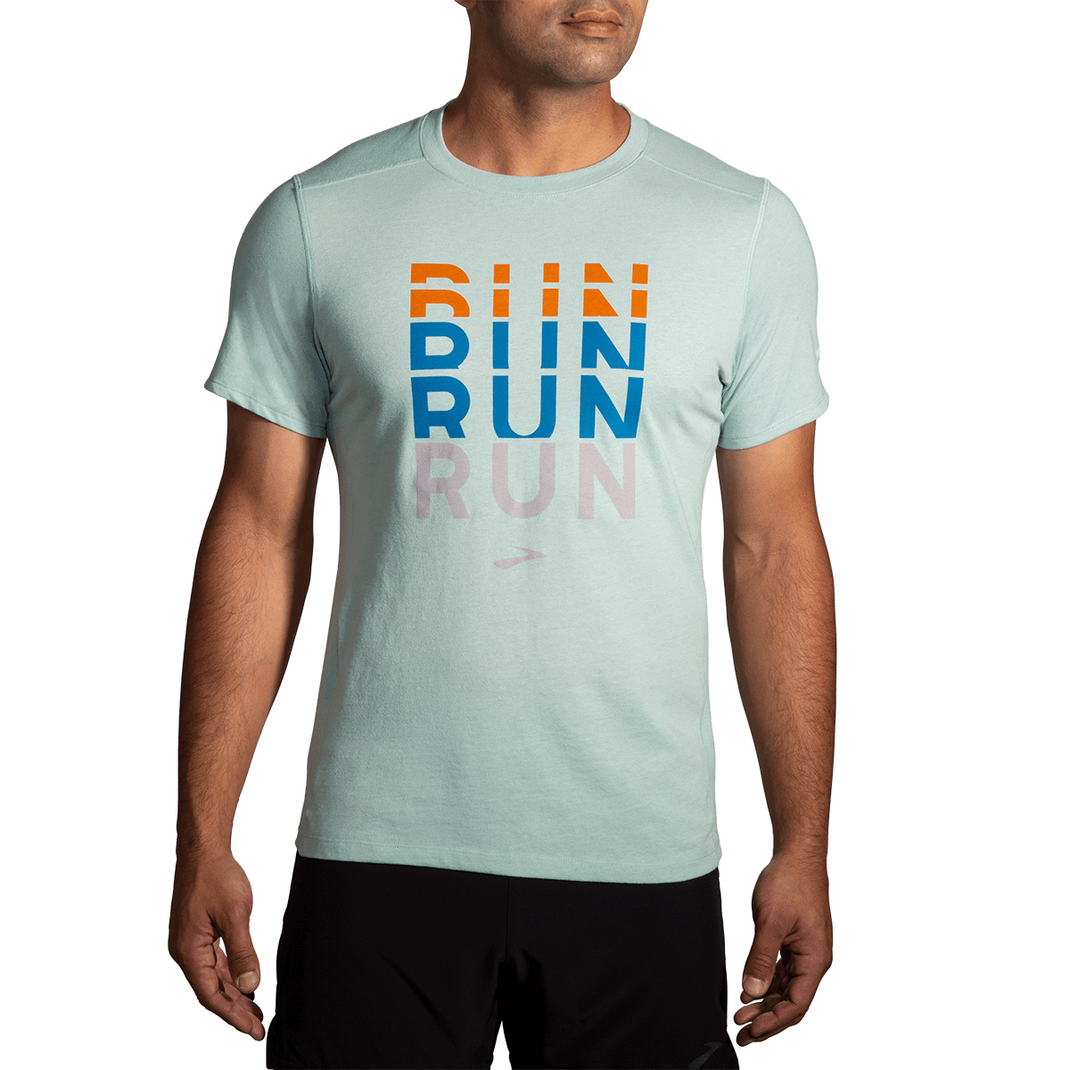 Brooks Distance 2.0 Shortsleeve — Heather Navy - BR Track Stripe — Size Small — Alternate View 18