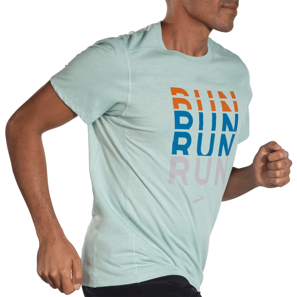 Brooks Distance 2.0 Shortsleeve — Heather Navy - BR Track Stripe — Size Small — Alternate View 19
