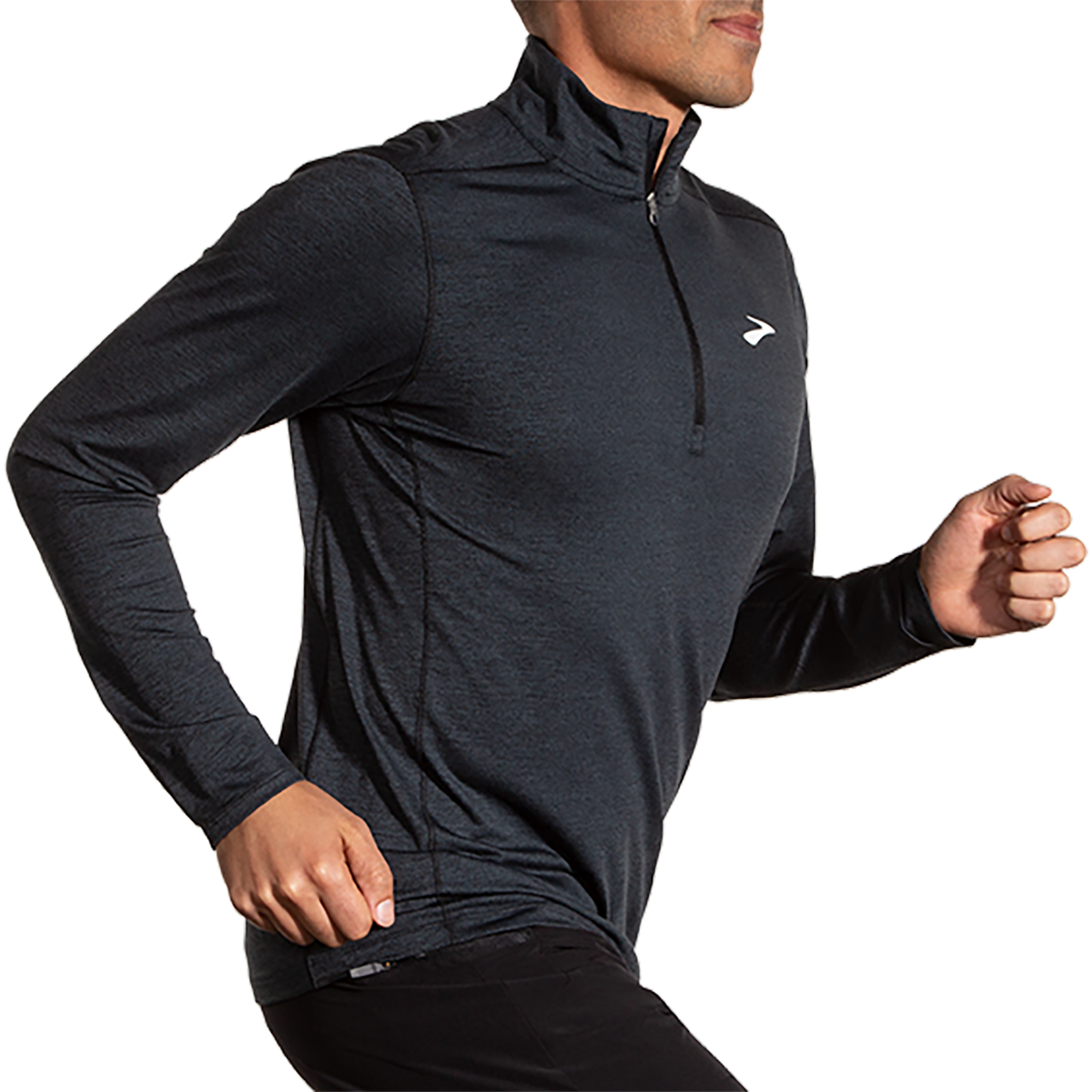 Brooks Dash 1/2 Zip 2.0 — Heather Sage — Size Small — Lifestyle View