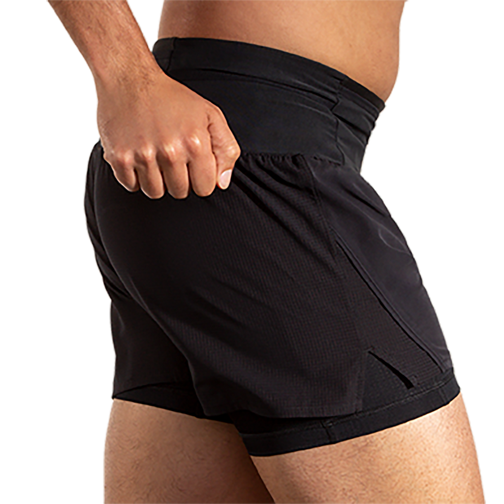 Brooks High Point 5" 2-in-1 Short 2.0 — Black — Size Small — Back View