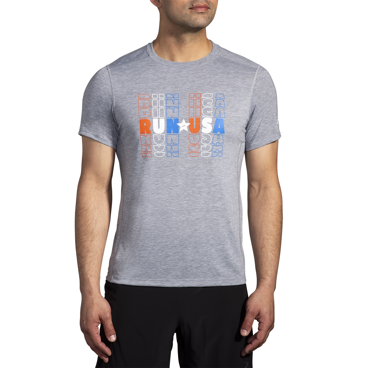 Brooks Distance Short Sleeve 3.0 — Heather Ash - Run USA 24 — Size XSmall — Alternate View 9