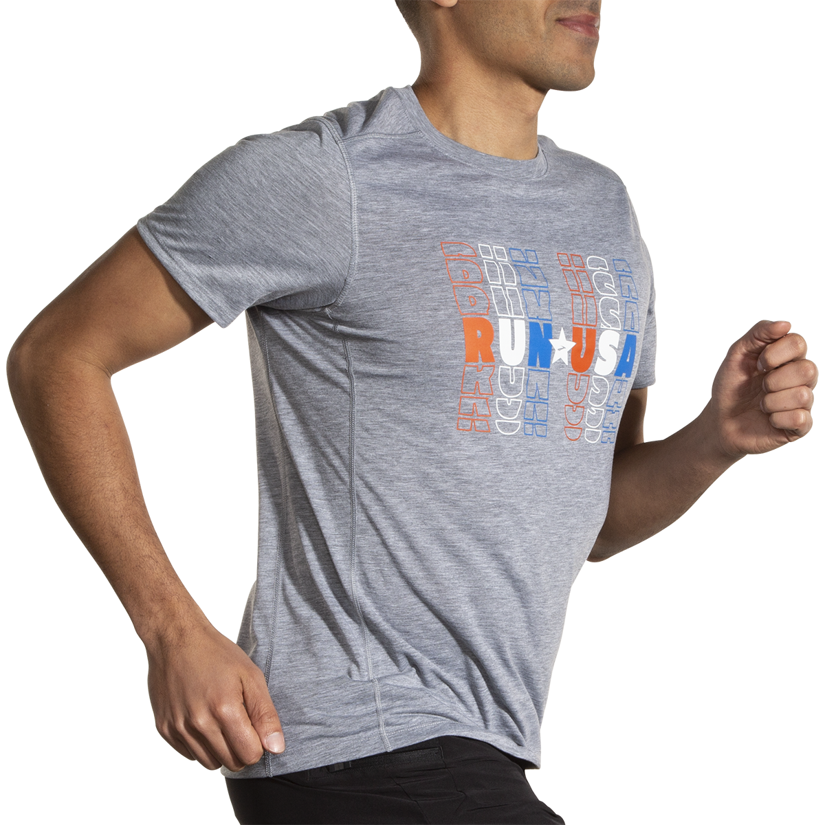 Brooks Distance Short Sleeve 3.0 — Heather Ash - Run USA 24 — Size XSmall — Alternate View 10