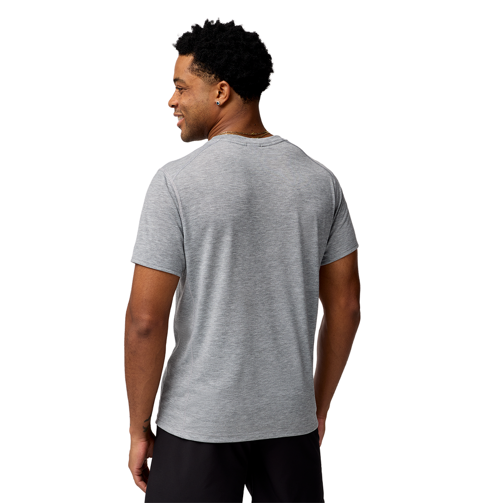 Brooks Distance Short Sleeve 3.0 — Htr Ash - Brooks Stripe — Size Small — Side View