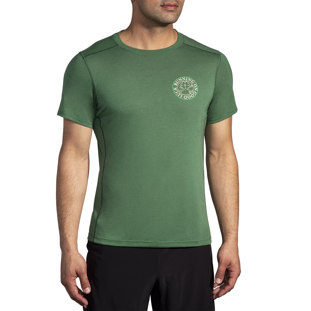 Brooks Distance Short Sleeve 3.0 — Heather Ash - Run USA 24 — Size XSmall — Side View