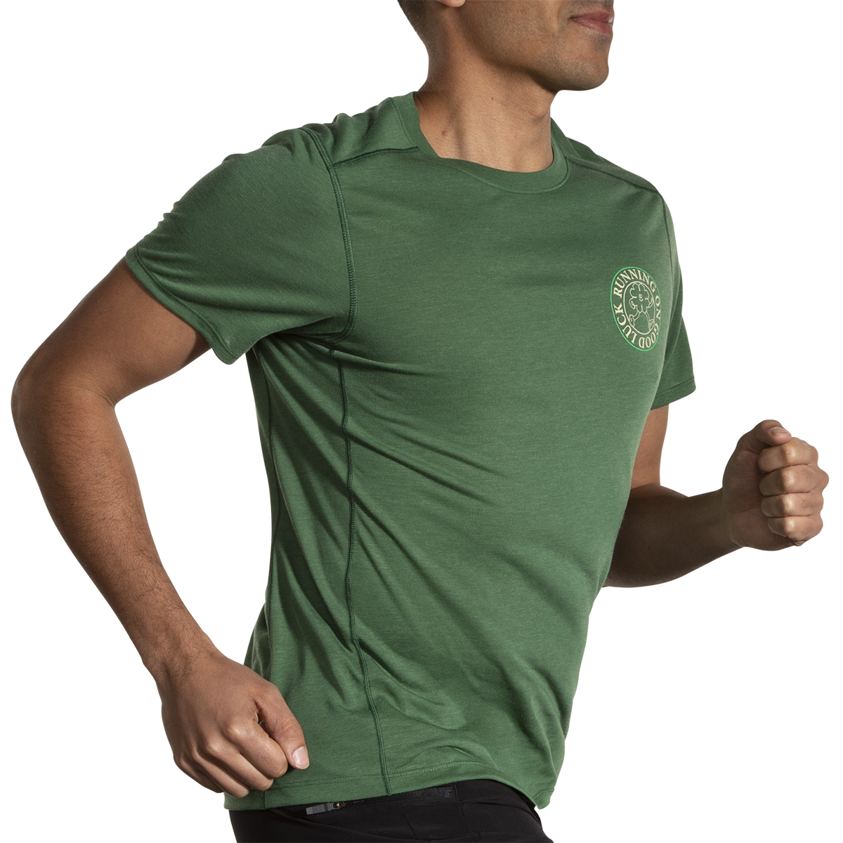 Brooks Distance Short Sleeve 3.0 — Heather Ash - Run USA 24 — Size XSmall — Back View