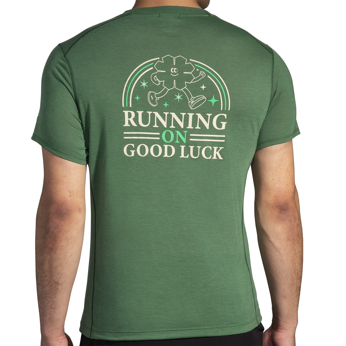 Brooks Distance Short Sleeve 3.0 — Heather Ash - Run USA 24 — Size XSmall — Top View