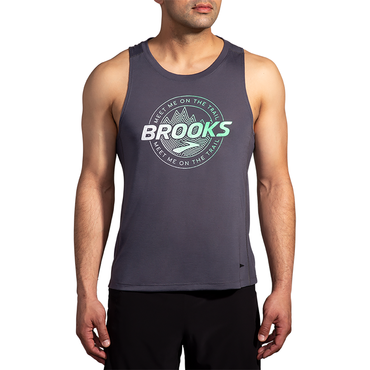 Brooks Distance Tank 3.0 — Heather Ash - BR Stack — Size Small — Top View