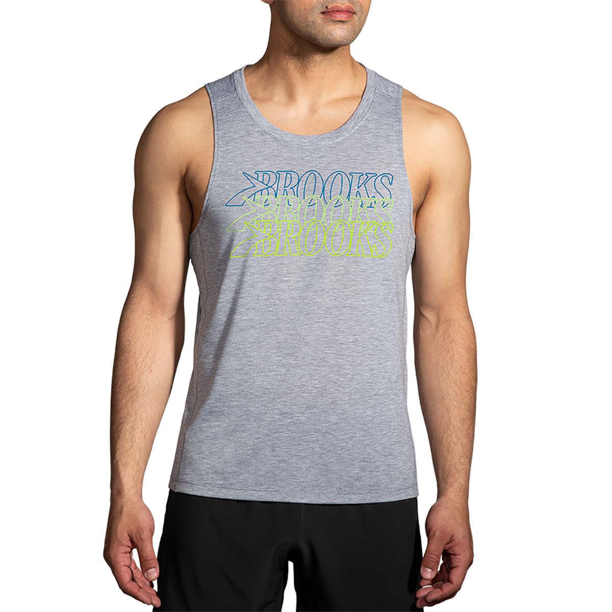 Brooks Distance Tank 3.0 — Heather Ash - BR Stack — Size Small — Front View