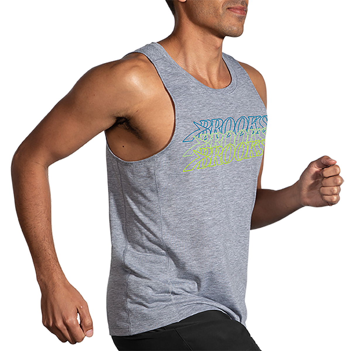 Brooks Distance Tank 3.0 — Heather Ash - BR Stack — Size Small — Side View